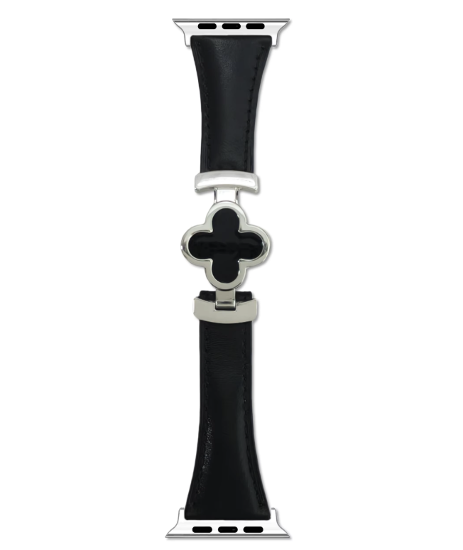 Bracelet Lisse Cuir de Veau avec Trèfle