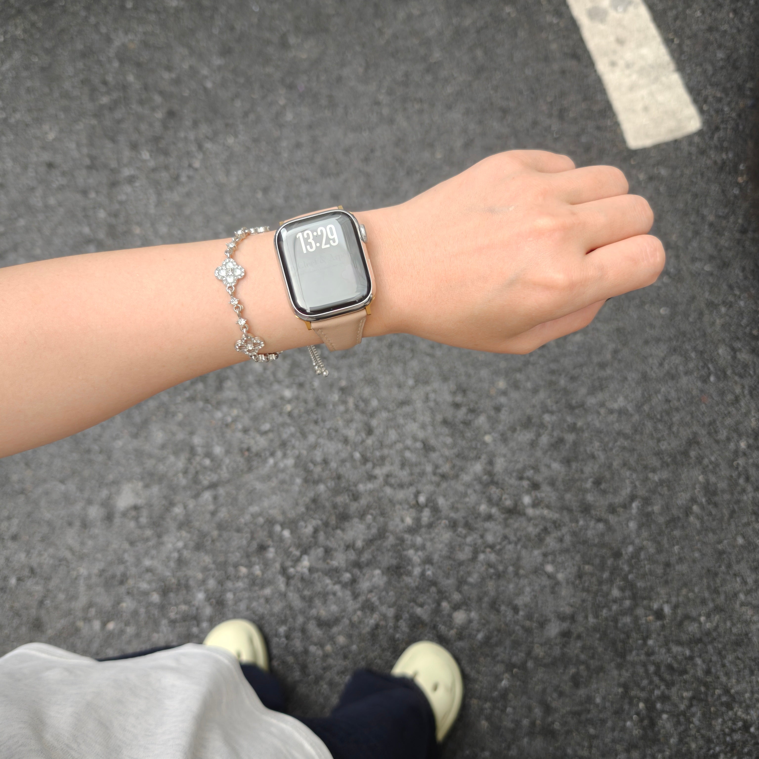 Bracelet Lisse Cuir de Veau avec Trèfle