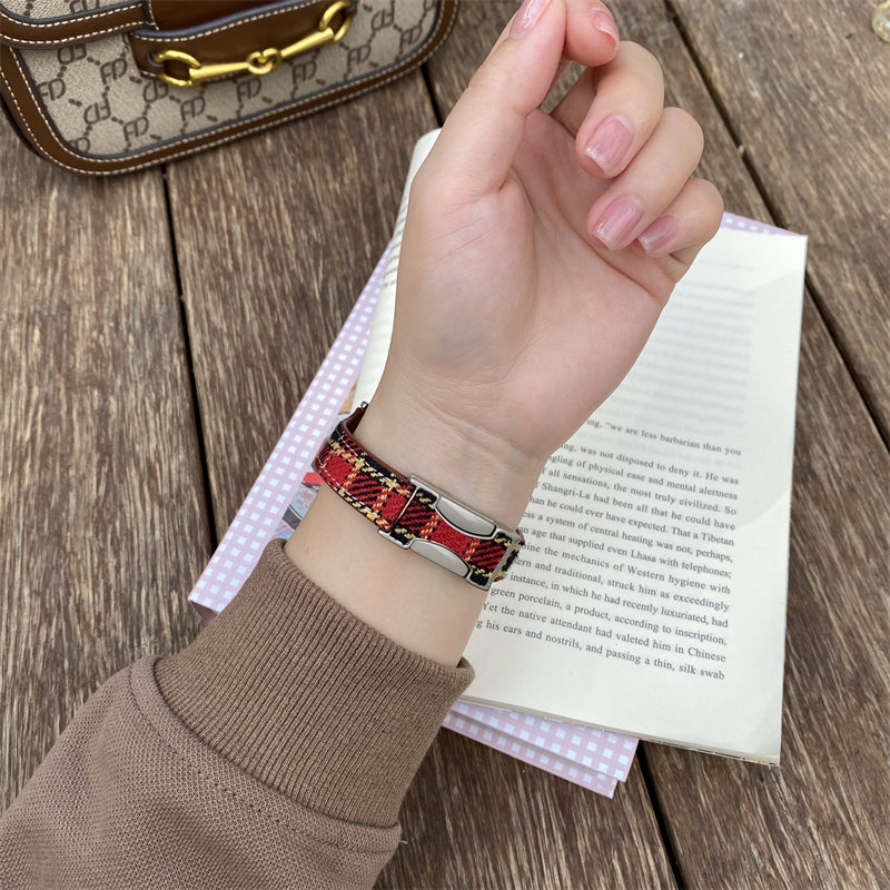 Bracelet en cuir tartan